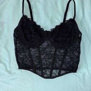 Black Lace Bustier Top